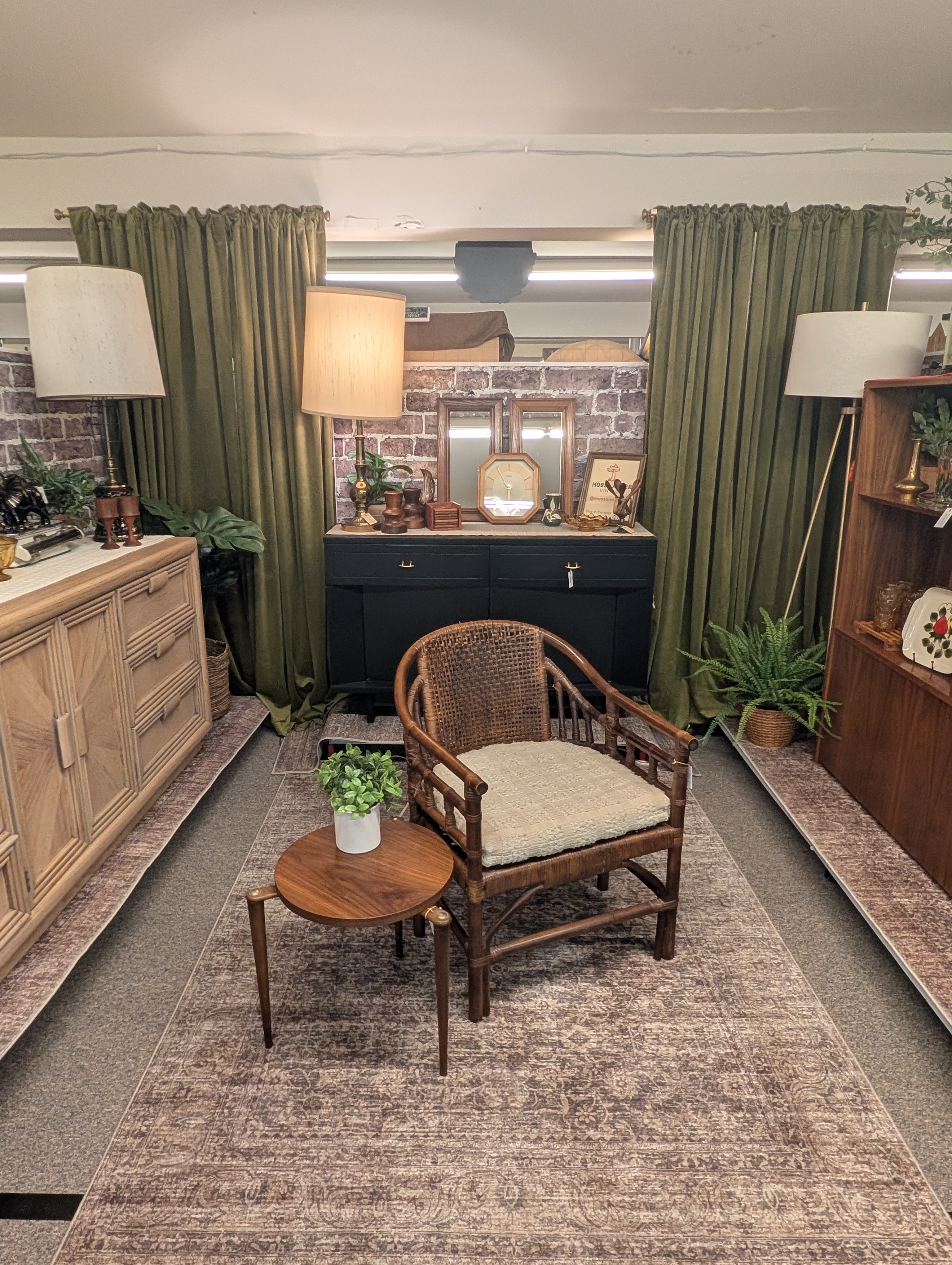 Moss + Amber Vintage booth at Weaver's Treasures Antique Mall